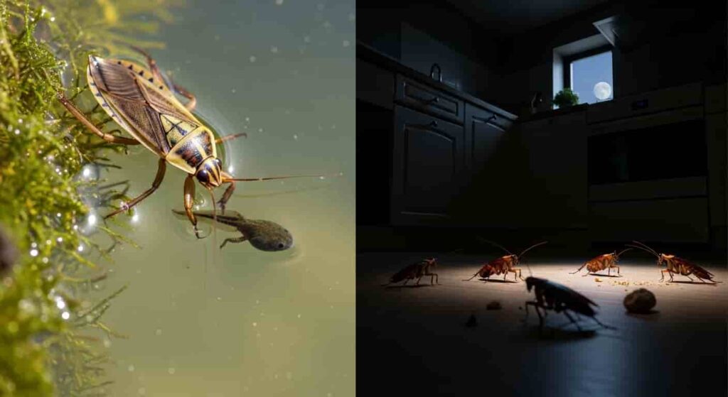 behavior and activity patterns of water bugs versus cockroaches