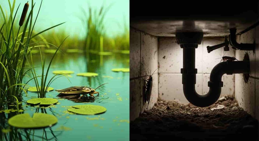 habitat preferences, water bugs and cockroaches