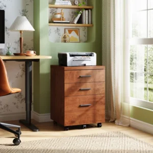 3 Drawer Wood File Cabinet Rolling Under Desk Filing Cabinet for Home Office Printer Stand with Wheels