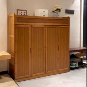 Contemporary Living Room Shoe Cabinet Organizer with Bamboo Rack Storage Closet Display, High-End Shoe Cabinets, and Home Furnishings