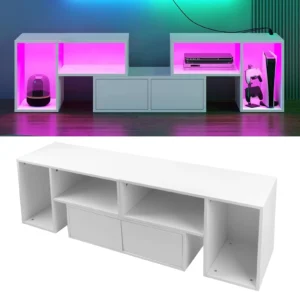 Board TV Cabinet Stand Panel Set with LED Light Drawer for Home Furnishings in the Living Room