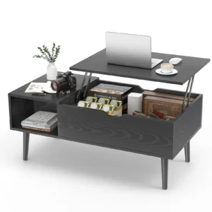 Living Room Lift Top Coffee Tables by JHK 39.37" x 19.7" Desk Tea Wood Dining Tables with Easy Lift or Lower Storage Shelves