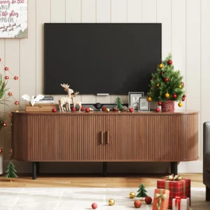 69" TV Stand w/ Power Outlet for TVs up to 80", Entertainment Center w/ Storage & Drawer, TV Console w/ Adjustable Shelves